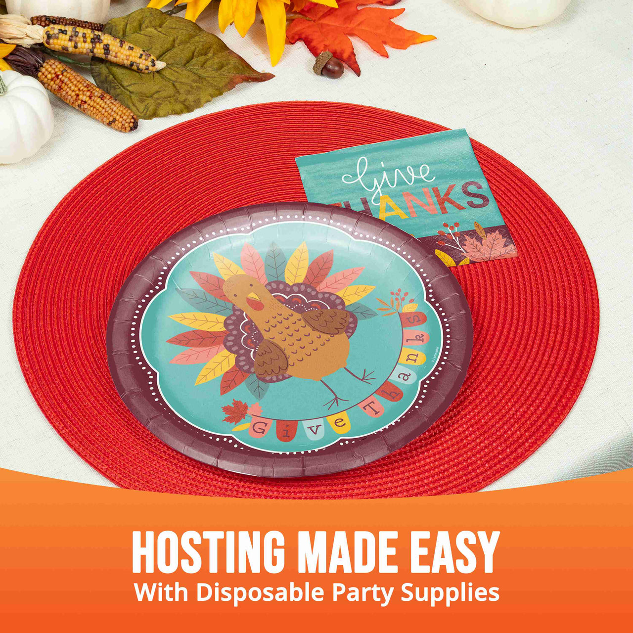 Bulk Turkey Treat Dinner Plates 9" (96 per Case)