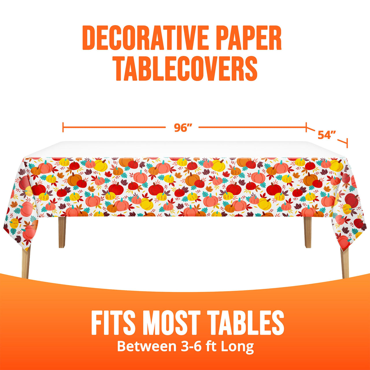 Bulk Turkey Treat Plastic Tablecovers 54" x 96" (12 per Case)