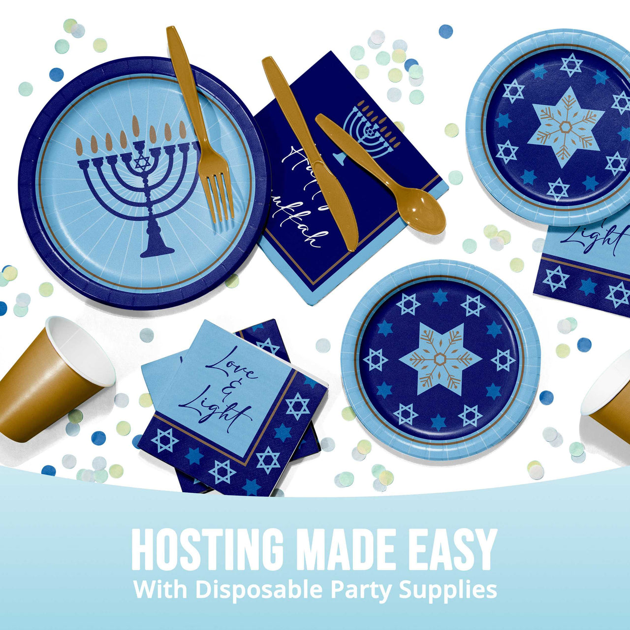 Bulk Hanukkah Lights Beverage Napkins 5" x 5" (192 per Case)
