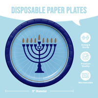 Bulk Hanukkah Lights Dinner Plates 9