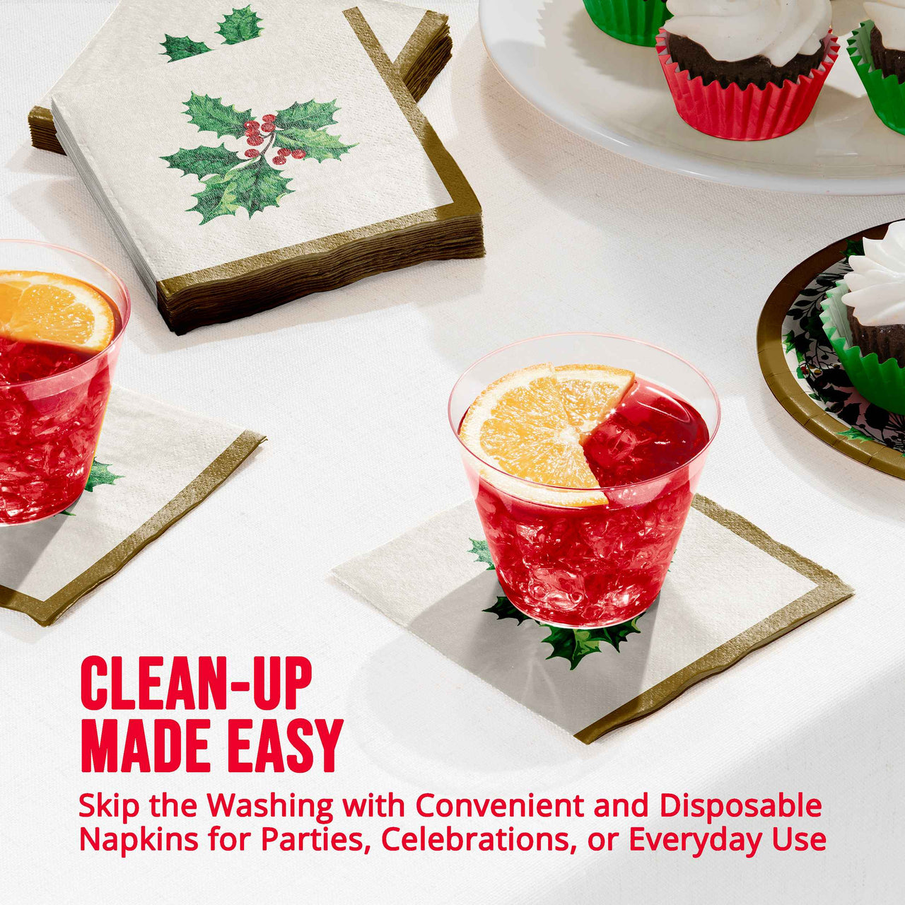 Bulk Holly Haven Beverage Napkins 5" x 5" (192 per Case)