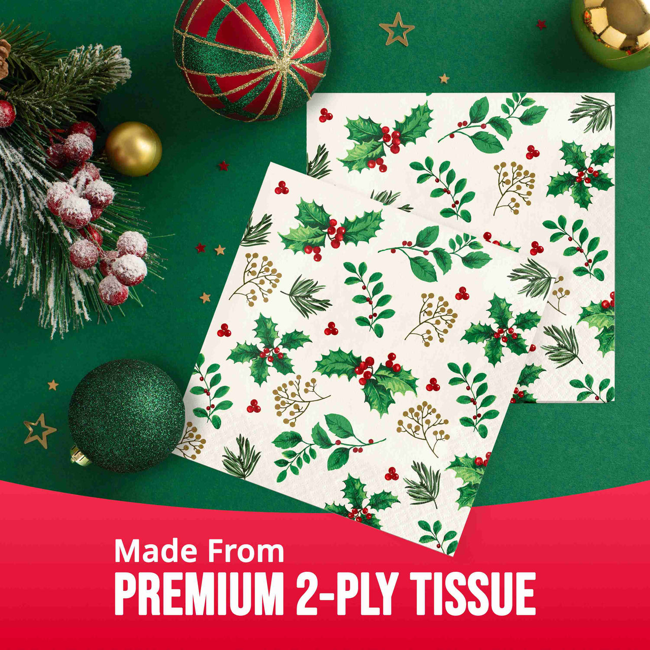 Bulk Holly Haven Luncheon Napkins 6.5" x 6.5" (192 per Case)