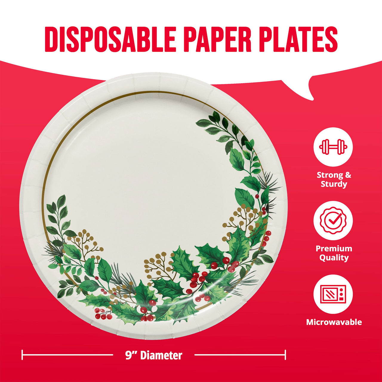 Bulk Holly Haven Dinner Plates 9" (96 per Case)