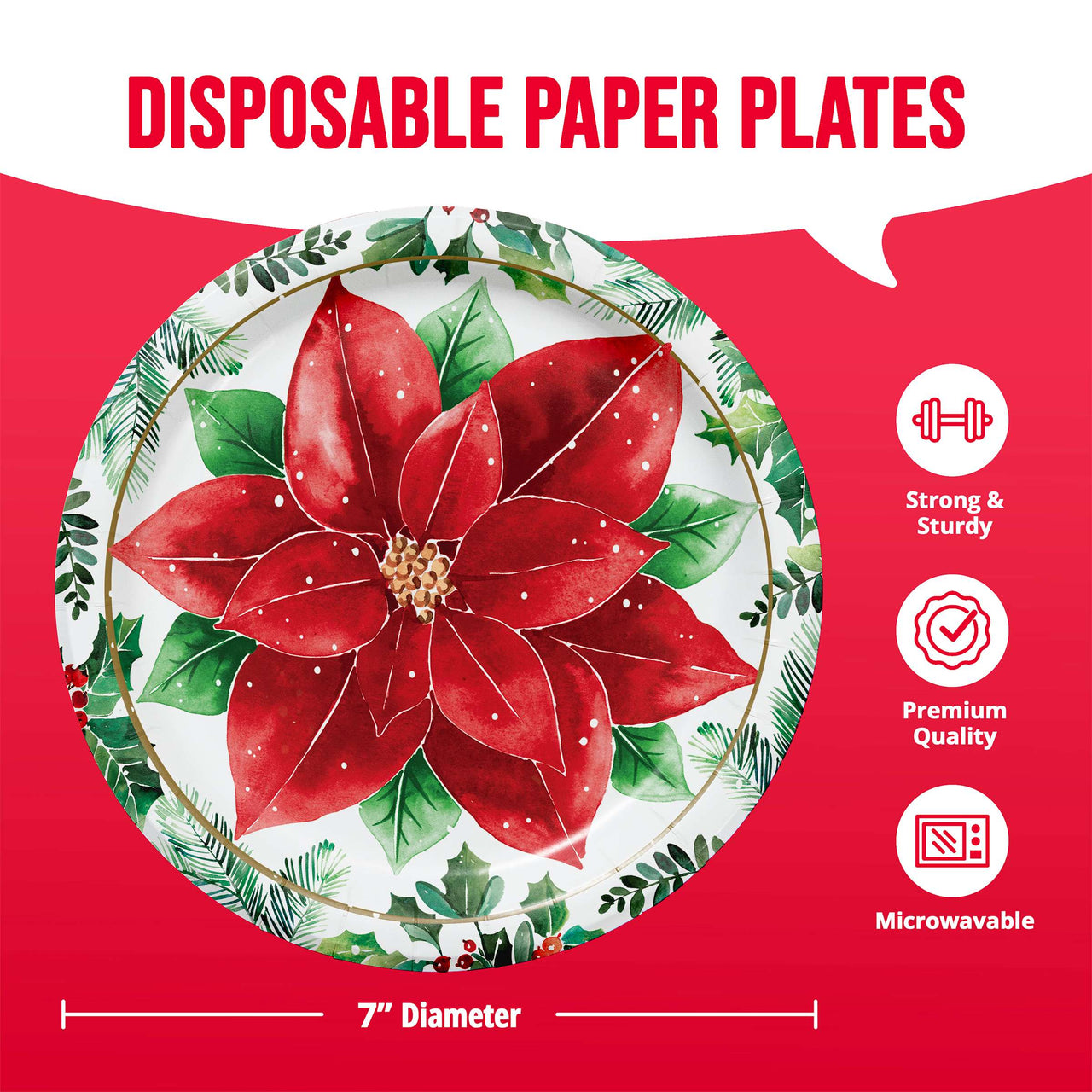 Bulk Christmas Blossom Luncheon Plates 7" (96 per Case)