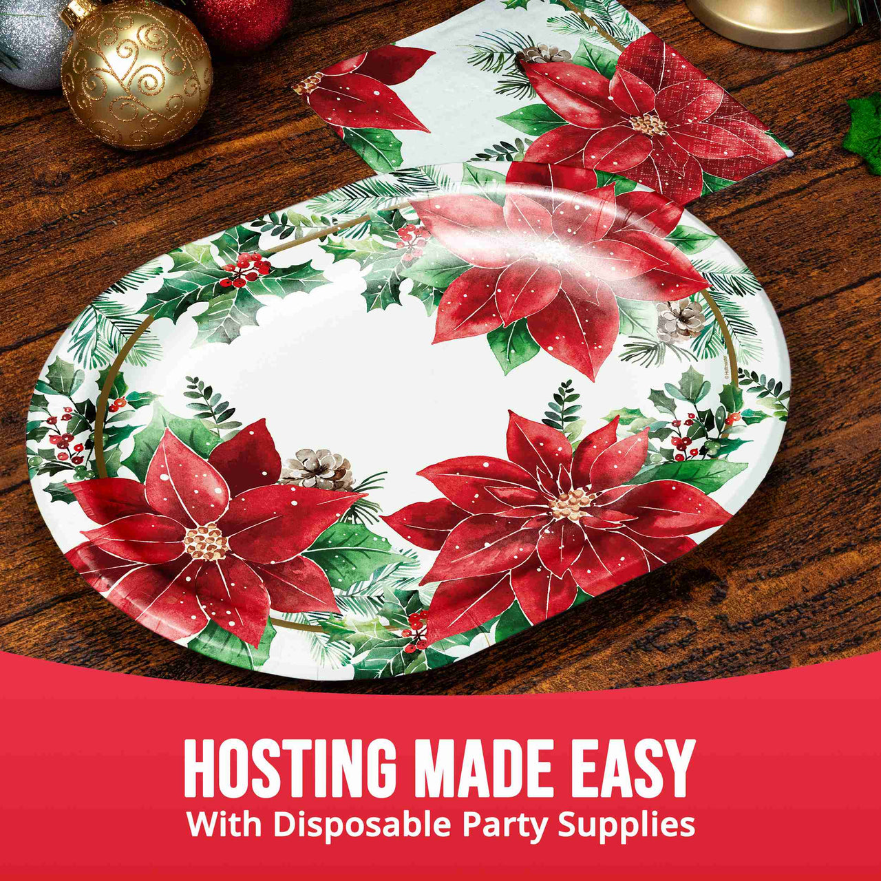 Bulk Christmas Blossom Oval Platters 12" (96 per Case)