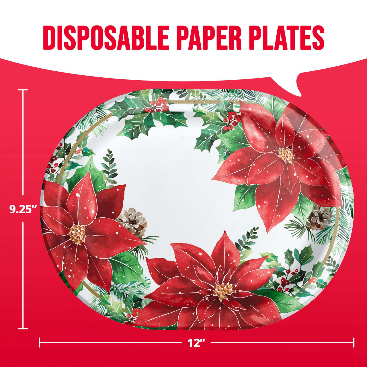 Bulk Christmas Blossom Oval Platters 12" (96 per Case)