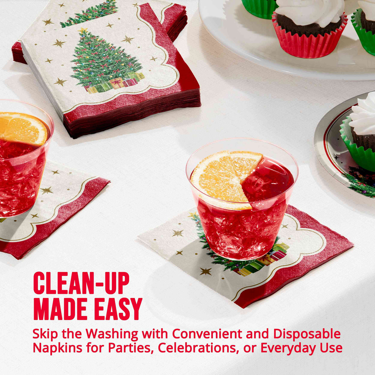 Bulk Sparkling Spruce Beverage Napkins 5" x 5" (192 per Case)