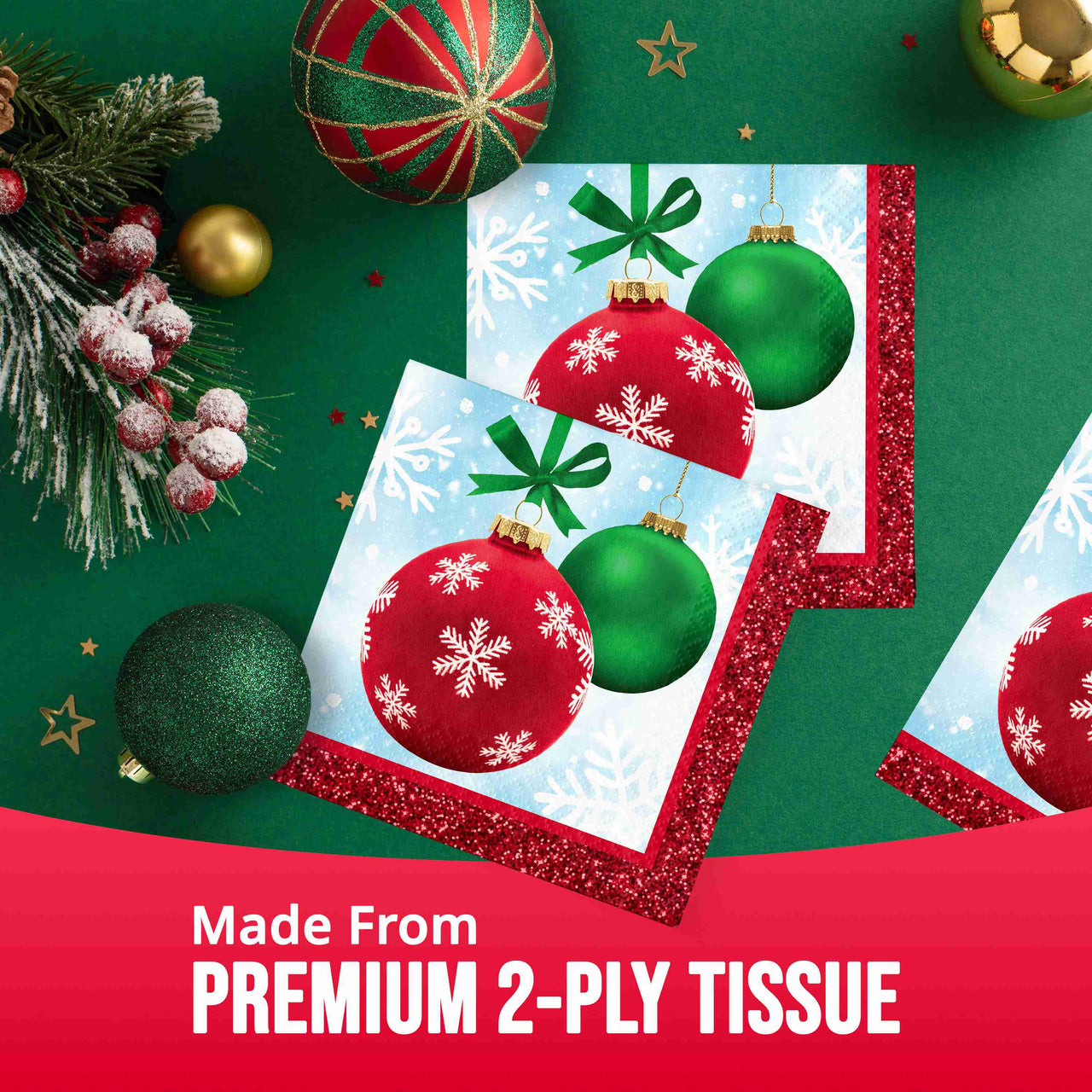 Bulk Holiday Glimmer Beverage Napkins 5" x 5" (192 per Case)