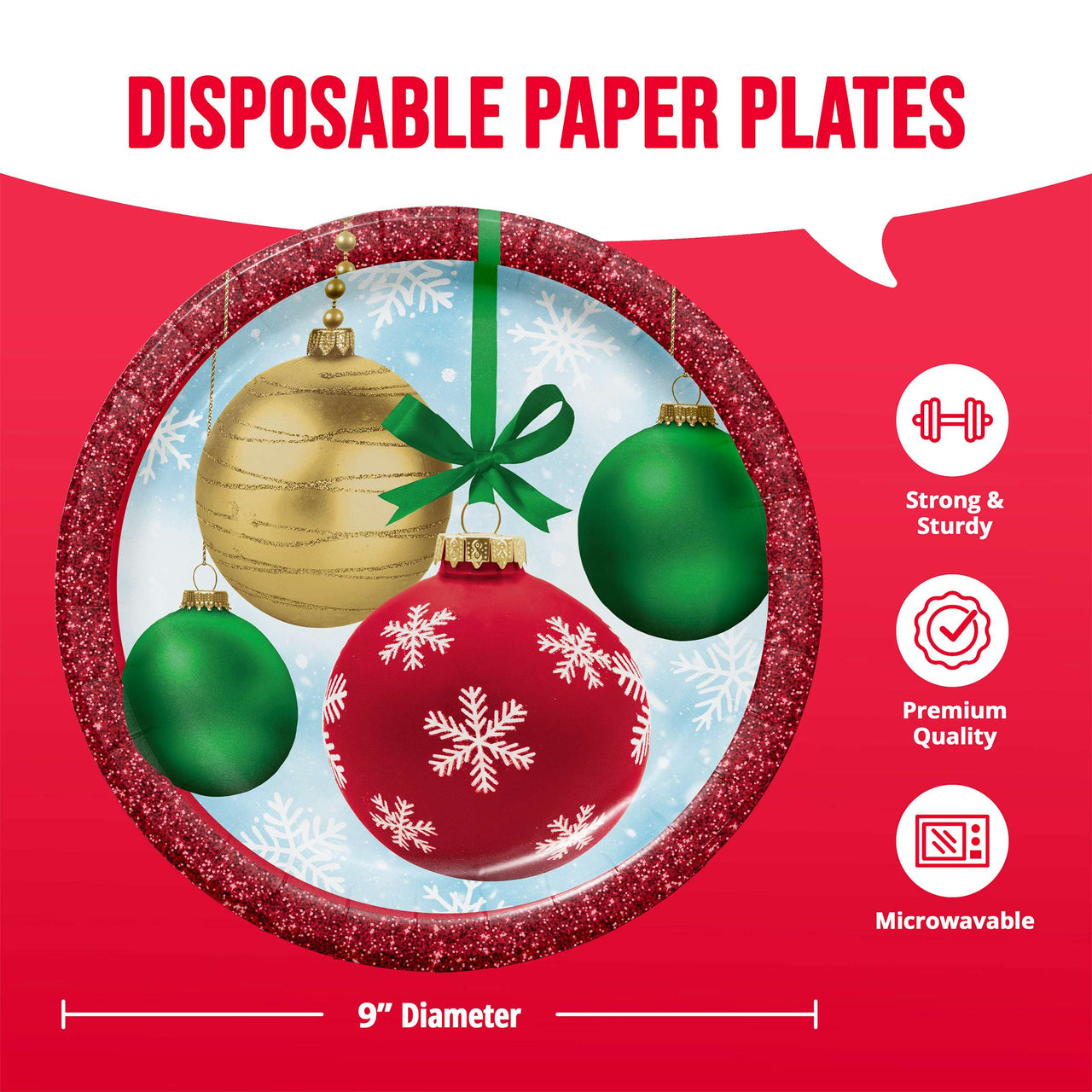 Bulk Holiday Glimmer Dinner Plates 9" (96 per Case)