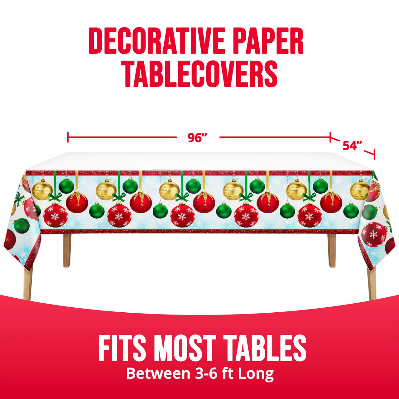 Bulk Holiday Glimmer Plastic Tablecovers 54" x 96" (12 per Case)