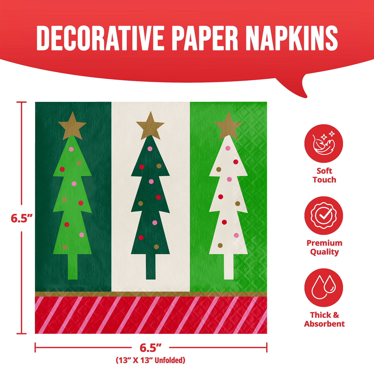 Bulk Holiday Hues Luncheon Napkins 6.5" x 6.5" (192 per Case)