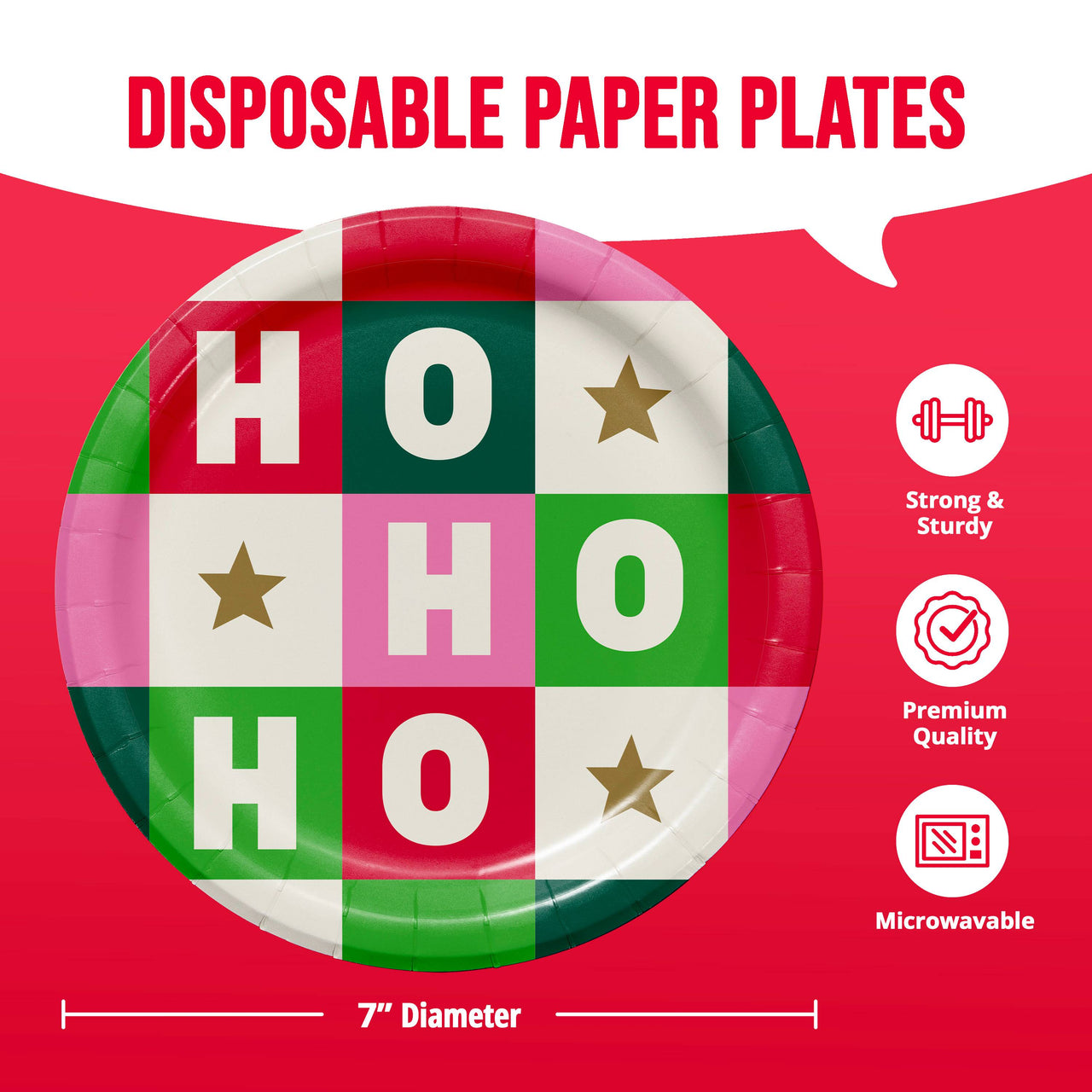 Bulk Holiday Hues Ho Ho Ho Luncheon Plates 7" (96 per Case)