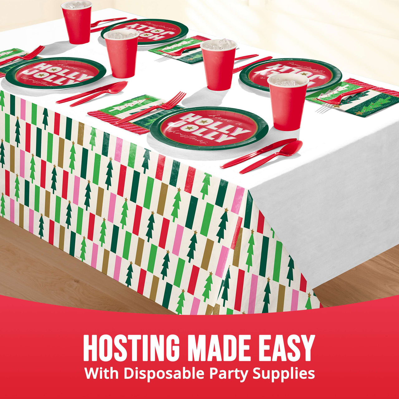 Bulk Holiday Hues Plastic Tablecovers 54" x 96" (12 per Case)
