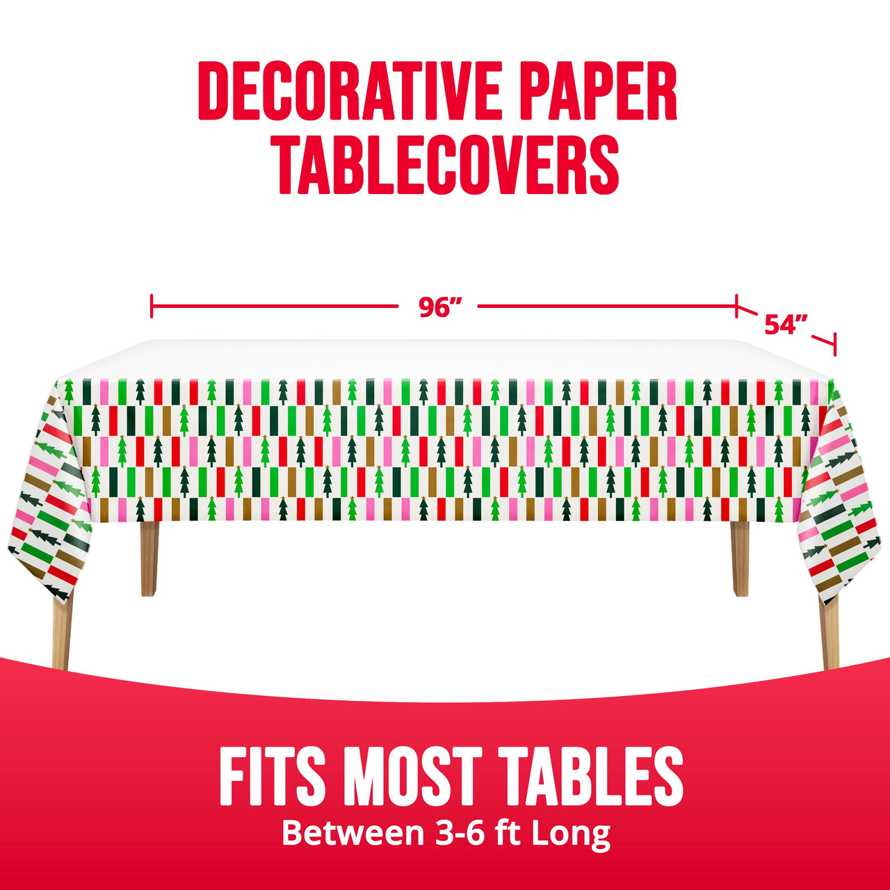 Bulk Holiday Hues Plastic Tablecovers 54" x 96" (12 per Case)