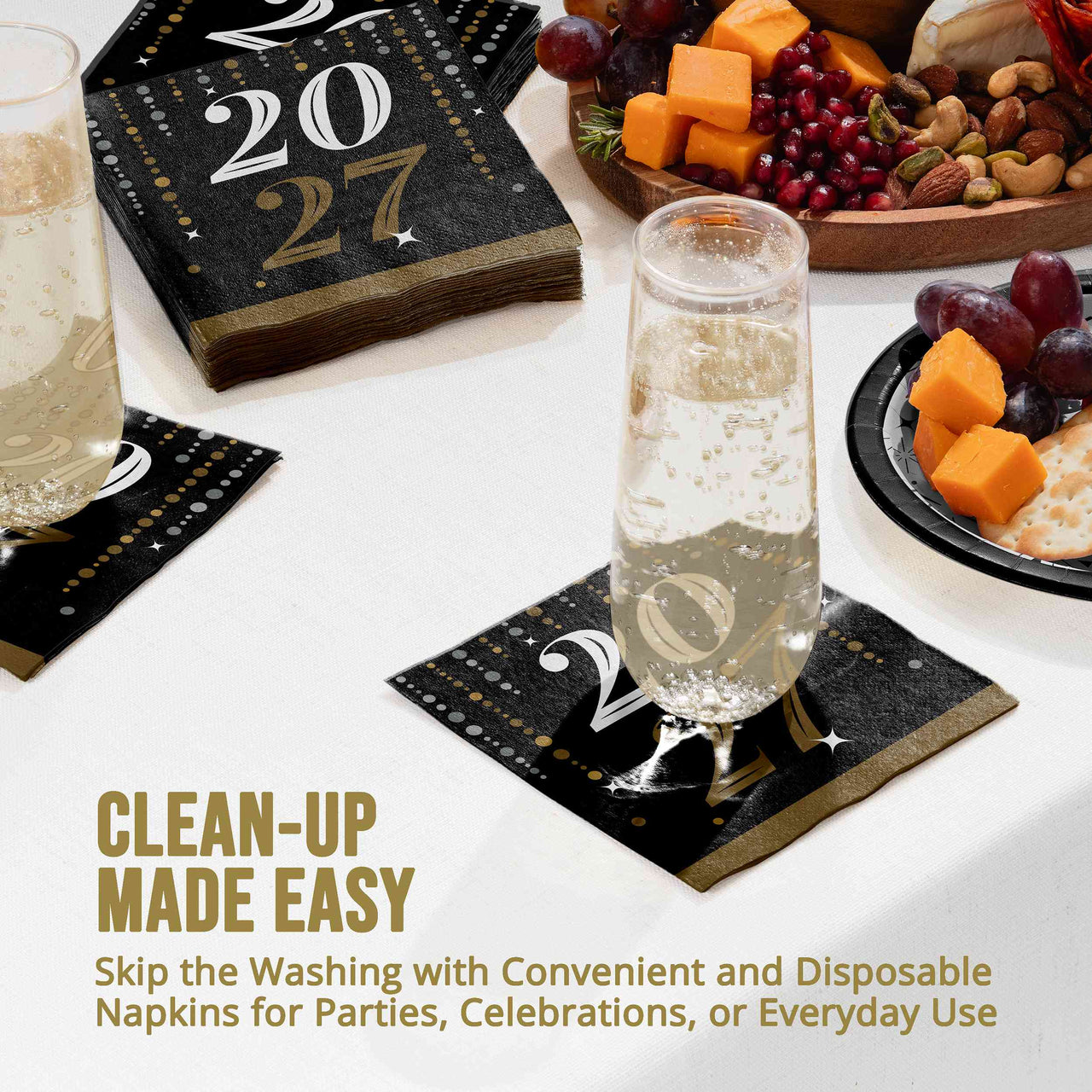 Bulk Dazzling Midnight 2027 Beverage Napkins 5" x 5" (192 per Case)