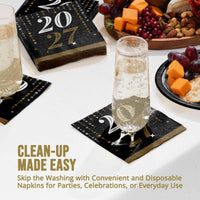 Bulk Dazzling Midnight 2027 Beverage Napkins 5