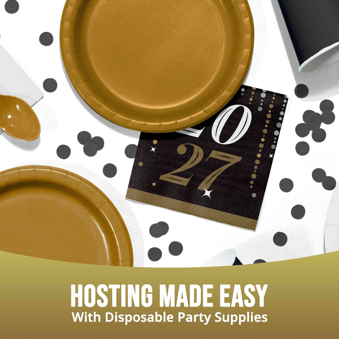 Bulk Dazzling Midnight 2027 Beverage Napkins 5" x 5" (192 per Case)