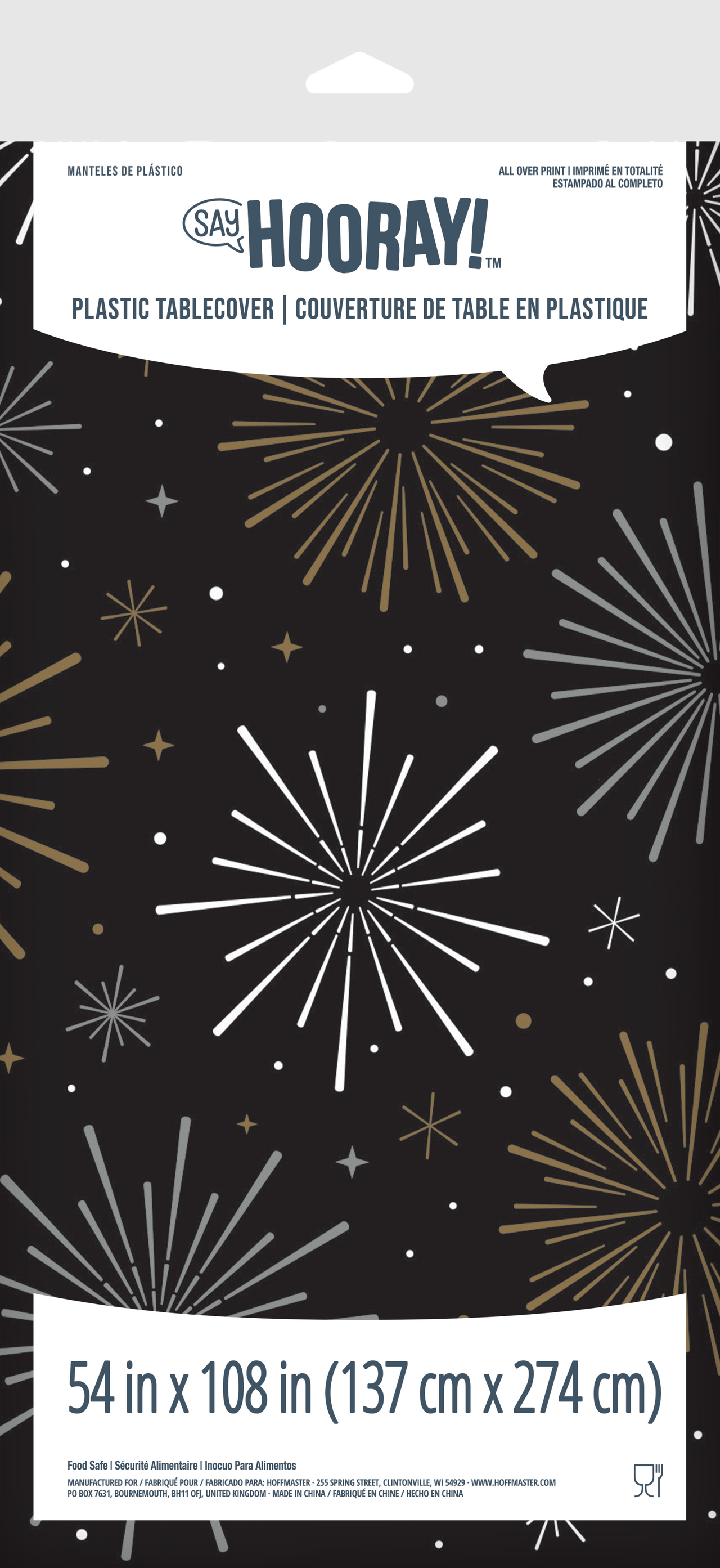 Bulk New Years Decor Plastic Tablecovers 54" x 108" (12 per Case)