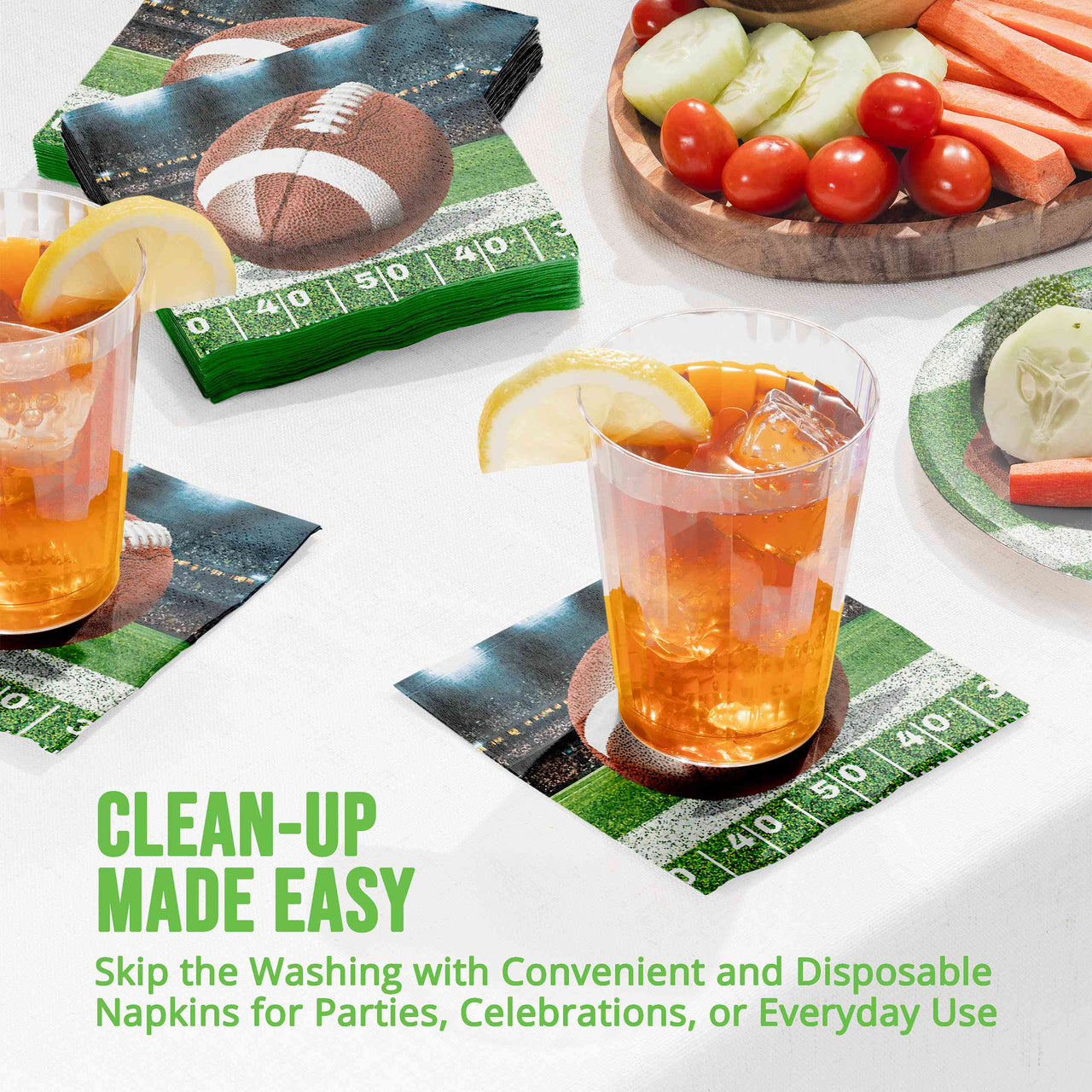 Bulk Fan Zone Football Beverage Napkins 5" x 5" (192 per Case)