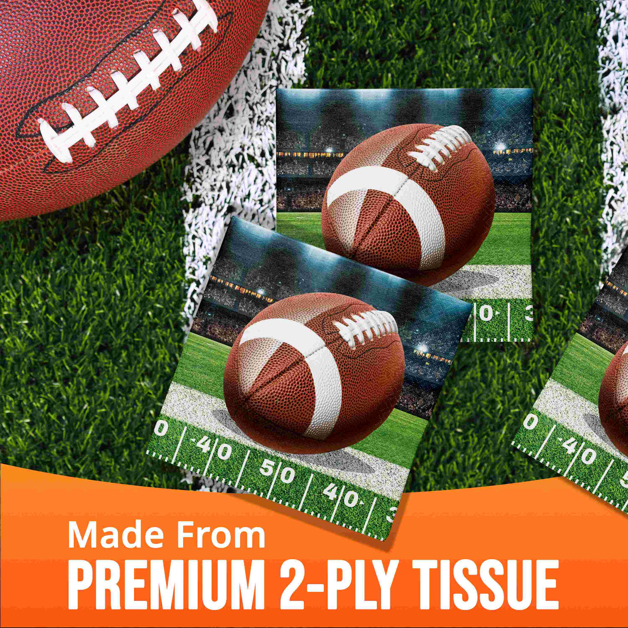 Bulk Fan Zone Football Beverage Napkins 5" x 5" (192 per Case)