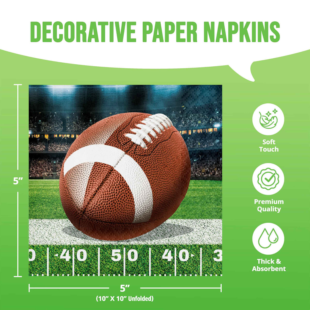 Bulk Fan Zone Football Beverage Napkins 5" x 5" (192 per Case)