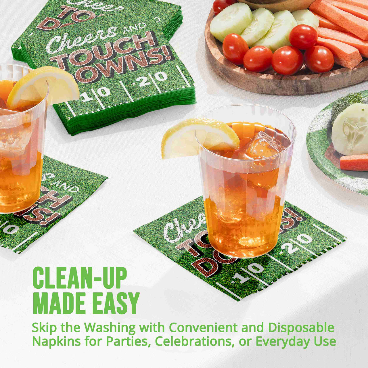 Bulk Fan Zone Cheers And Tdowns Beverage Napkins 5" x 5" (192 per Case)