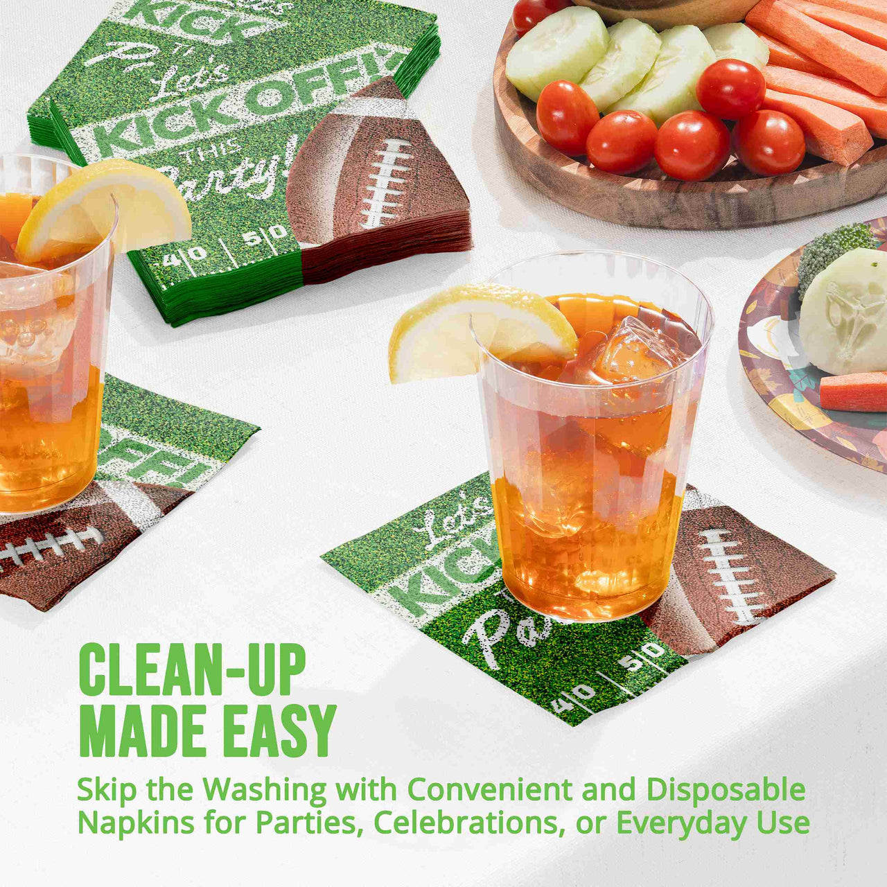 Bulk Fan Zone Lets Kickoff Beverage Napkins 5" x 5" (192 per Case)