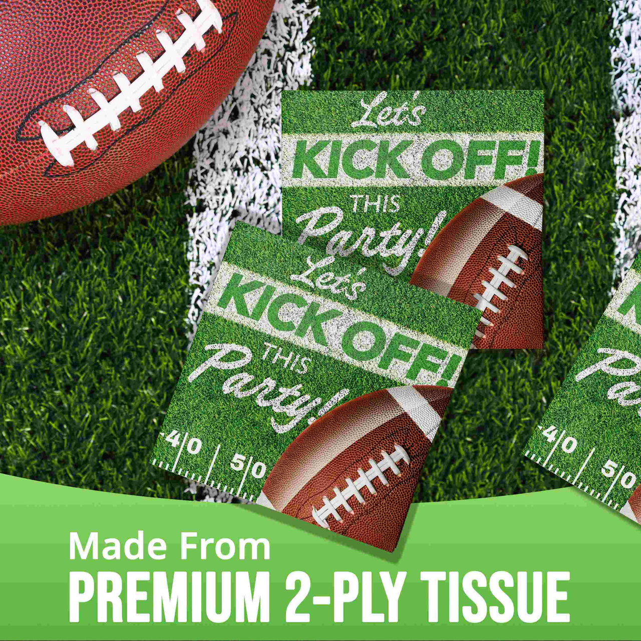 Bulk Fan Zone Lets Kickoff Beverage Napkins 5" x 5" (192 per Case)