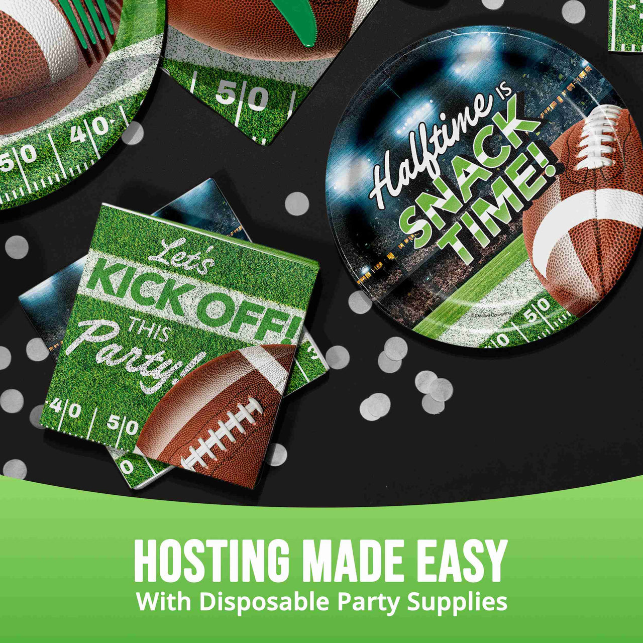 Bulk Fan Zone Lets Kickoff Beverage Napkins 5" x 5" (192 per Case)