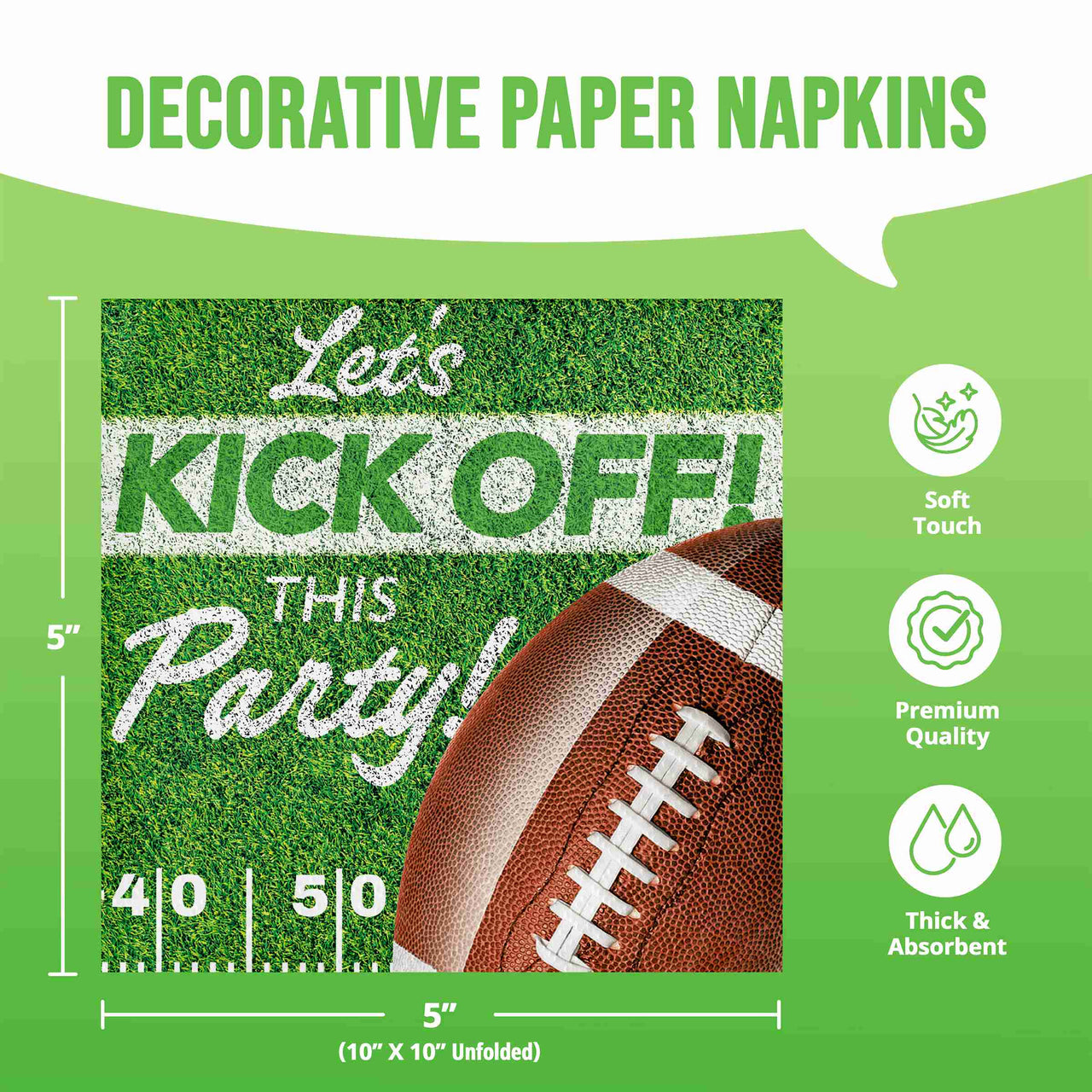 Bulk Fan Zone Lets Kickoff Beverage Napkins 5" x 5" (192 per Case)