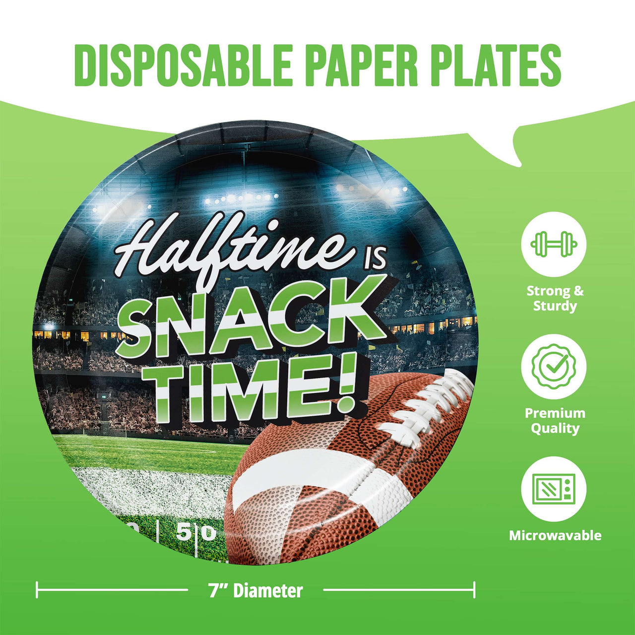 Bulk Fan Zone Halftime Is Snack Time Luncheon Plates 7" (96 per Case)