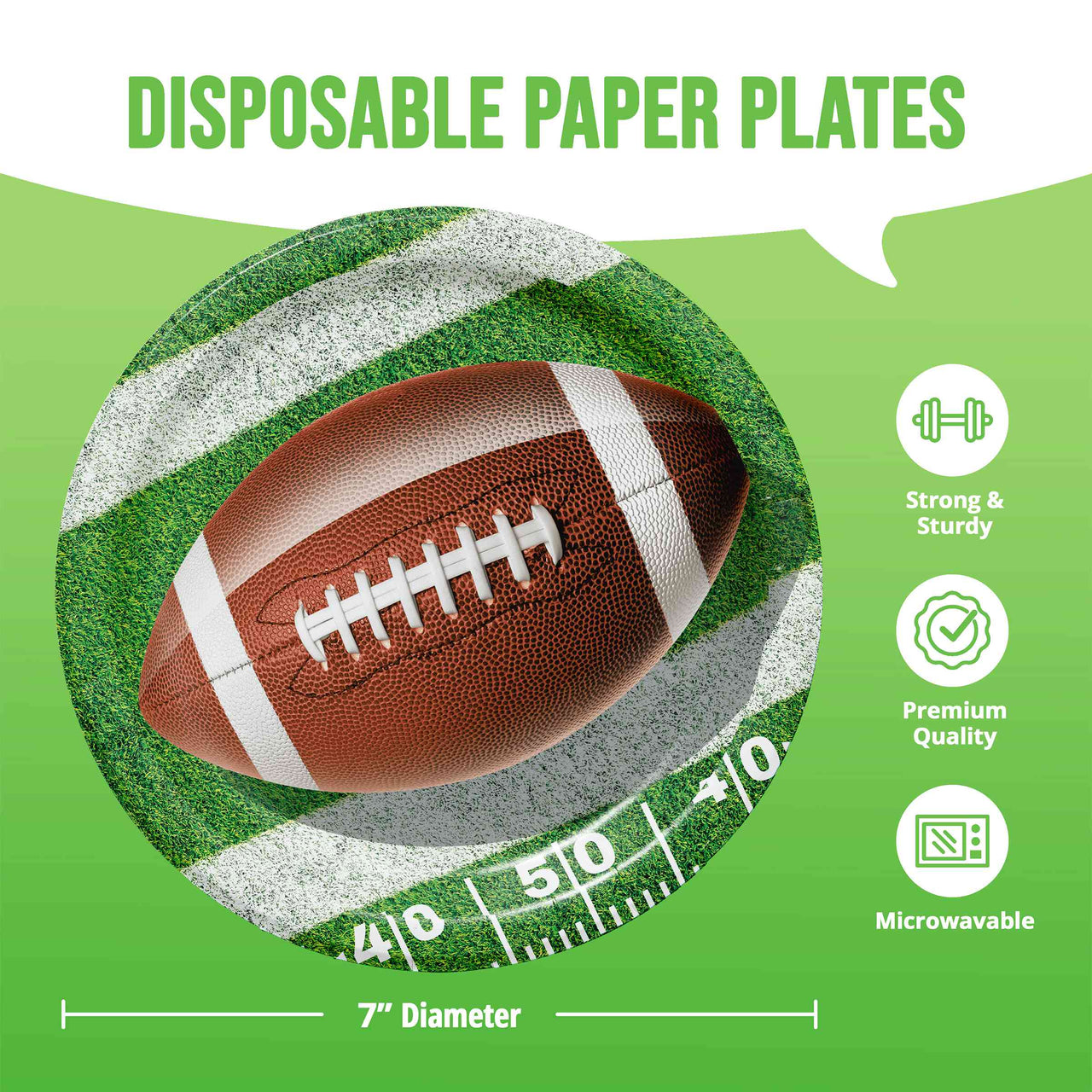Bulk Fan Zone Football Luncheon Plates 7" (96 per Case)