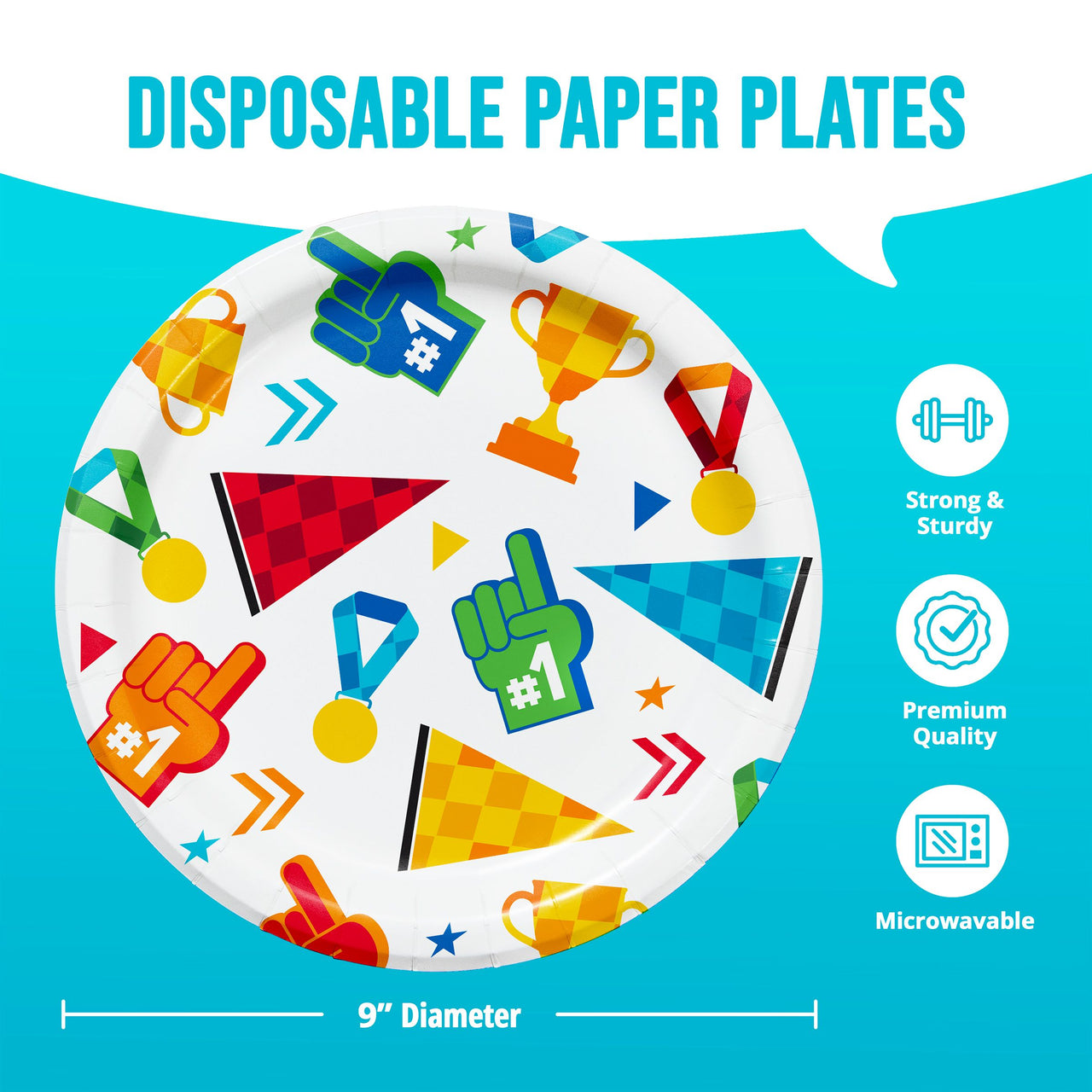 Bulk Sports Spirit Icons Dinner Plates 9" (96 per Case)