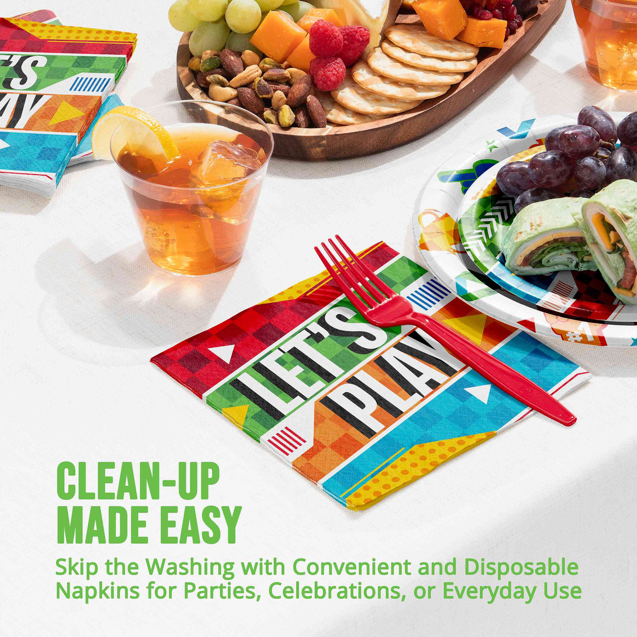 Bulk Sports Spirit Lets Play Luncheon Napkins 6.5" x 6.5" (192 per Case)