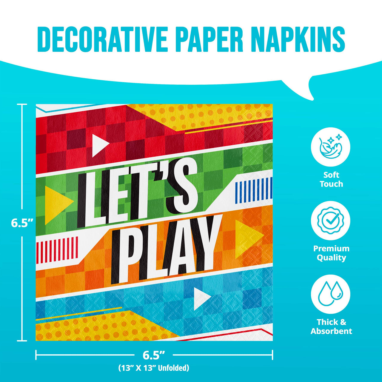Bulk Sports Spirit Lets Play Luncheon Napkins 6.5" x 6.5" (192 per Case)