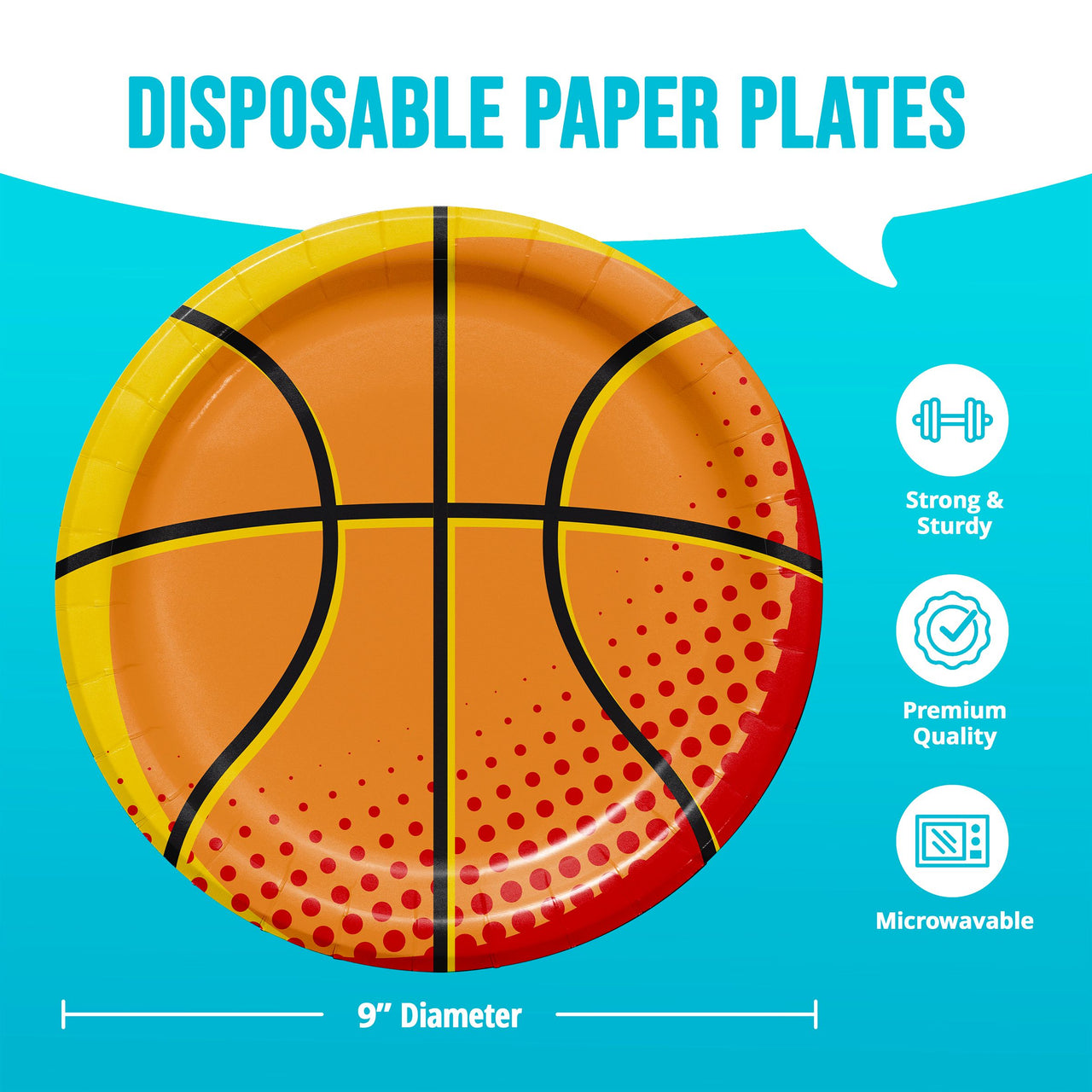 Bulk Sports Spirit Basketball Dinner Plates 9" (96 per Case)