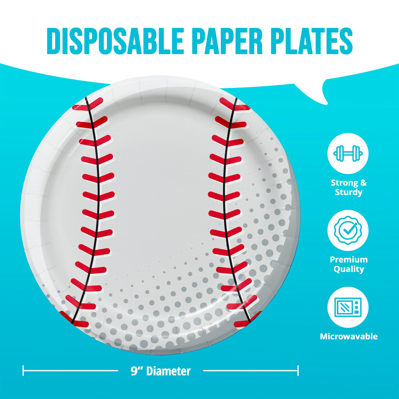 Bulk Sports Spirit Baseball Dinner Plates 9" (96 per Case)