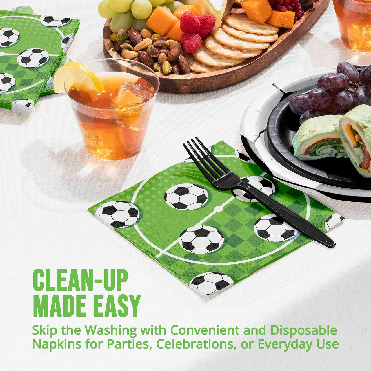 Bulk Sports Spirit Soccer Luncheon Napkins 6.5" x 6.5" (192 per Case)