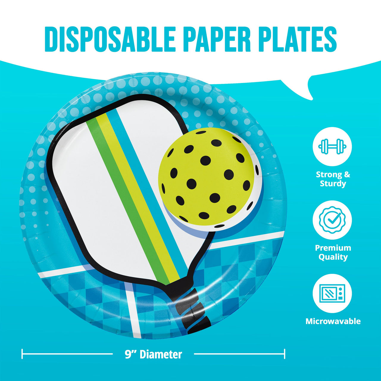 Bulk Sports Spirit Pickleball Dinner Plates 9" (96 per Case)