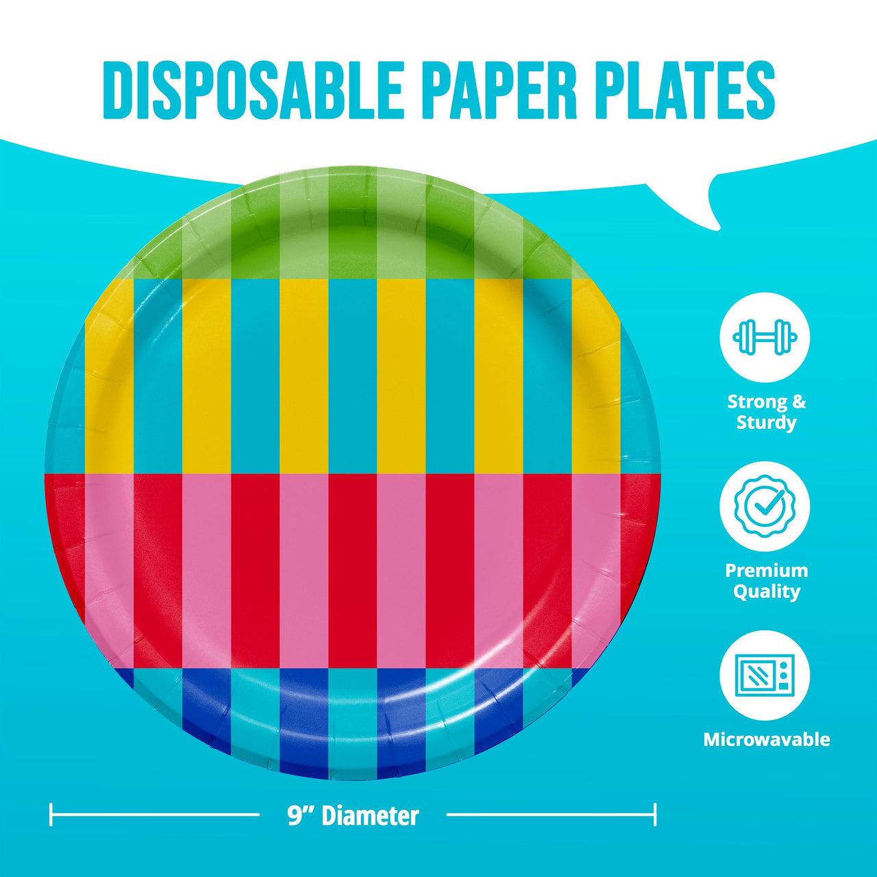 Bulk Bright Vibes Dinner Plates 9" (96 per Case)