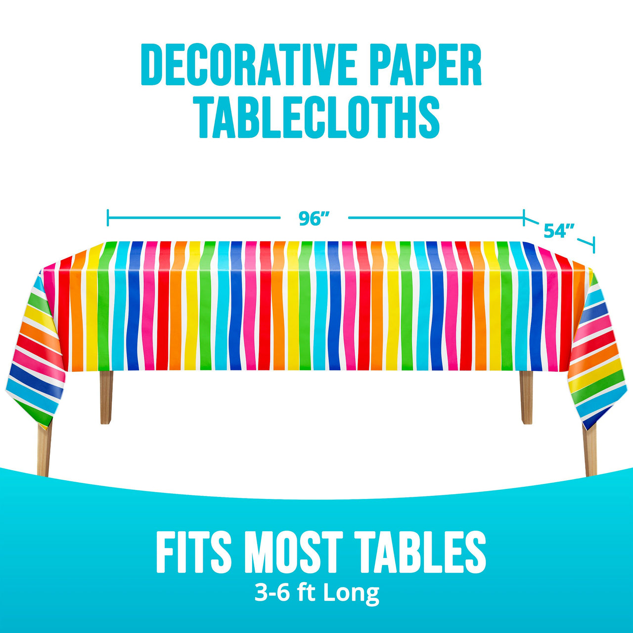 Bulk Bright Vibes Plastic Tablecovers 54" x 96" (6 per Case)