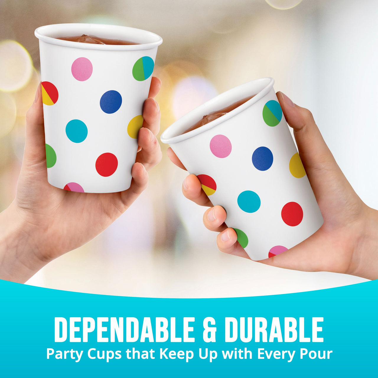 Bulk Bright Vibes Paper Cups 9 oz (96 per Case)