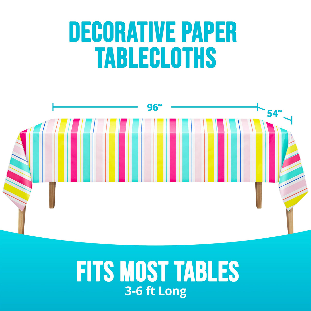 Bulk Birthday Brights Plastic Tablecovers 54" x 96" (6 per Case)