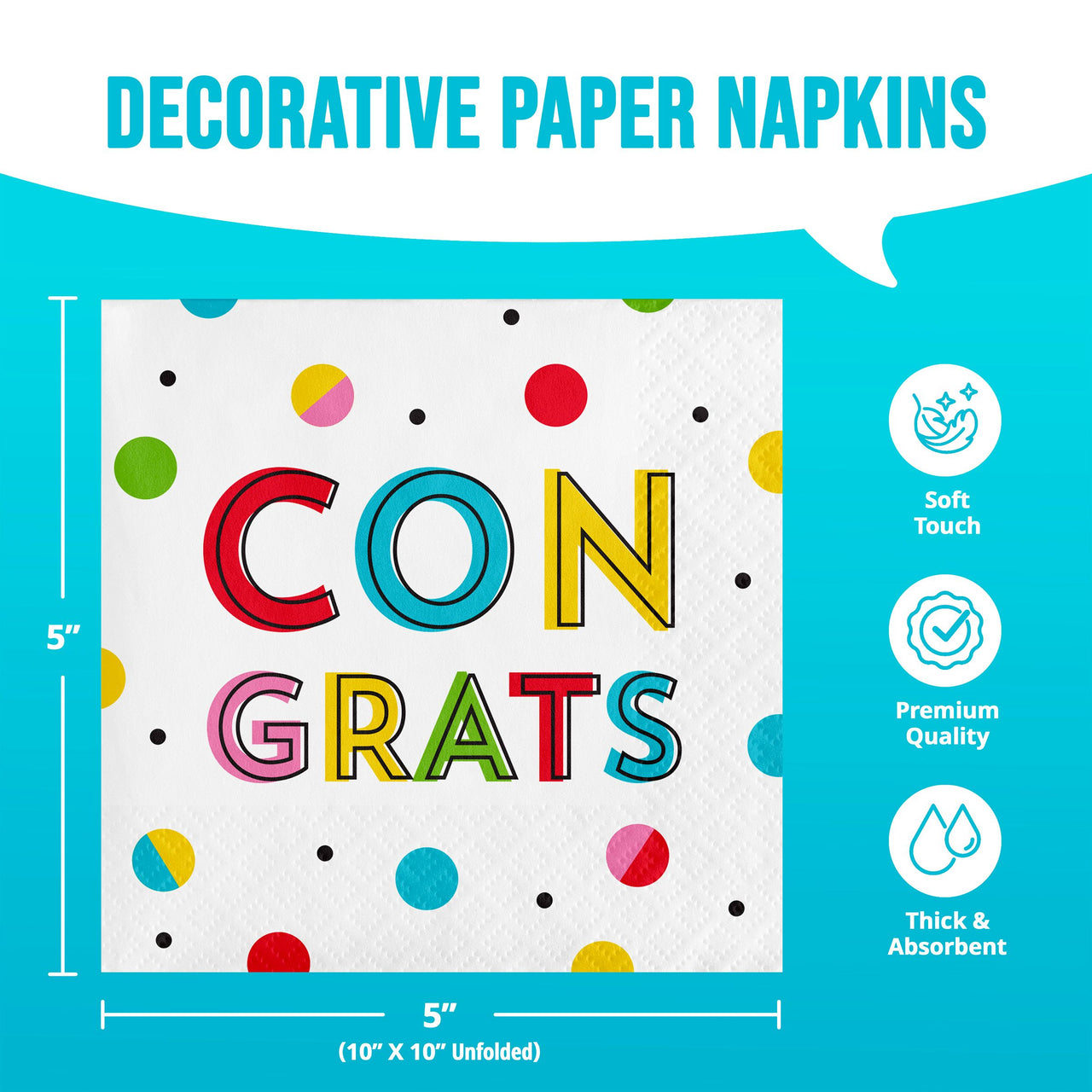 Bulk Snarky Celebration Congrats Beverage Napkins 5" x 5" (192 per Case)