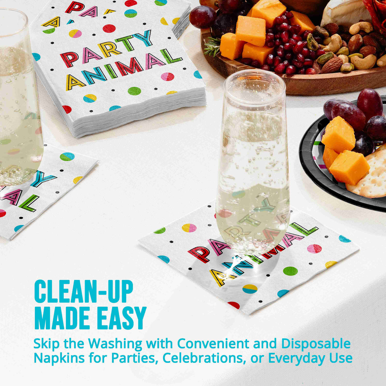 Bulk Snarky Celebration Anml Beverage Napkins 5" x 5" (192 per Case)