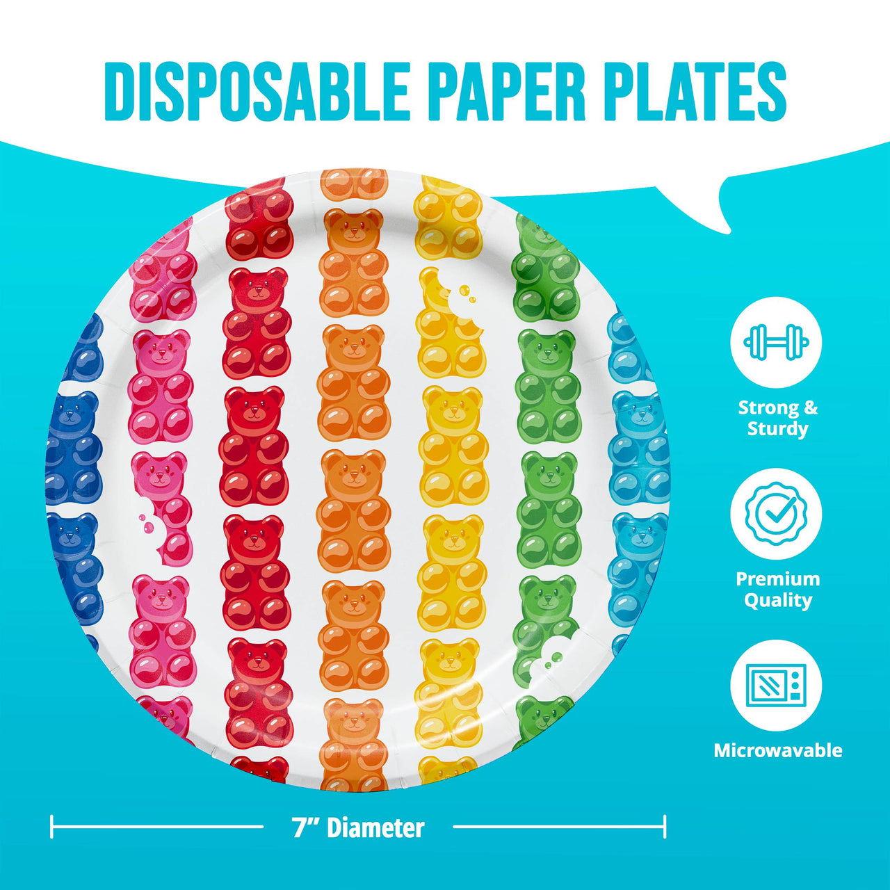 Bulk Gummy Bear Bash Luncheon Plates 7" (96 per Case)