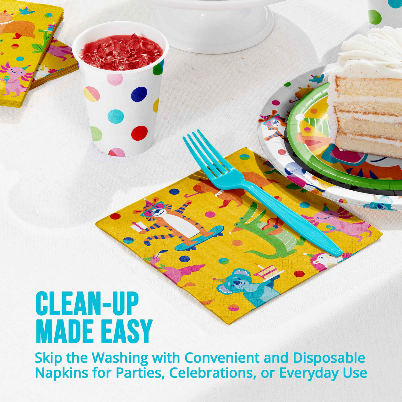 Bulk Animal Jamboree Luncheon Napkins 6.5" x 6.5" (192 per Case)