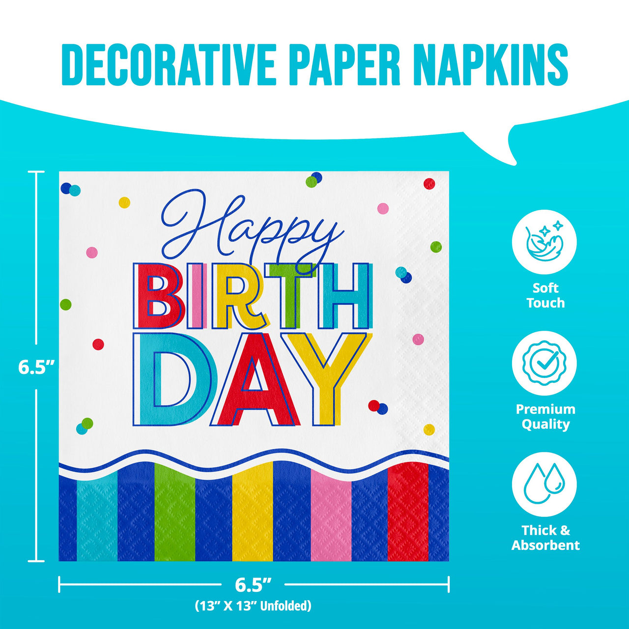 Bulk Color Waves Luncheon Napkins 6.5" x 6.5" (192 per Case)