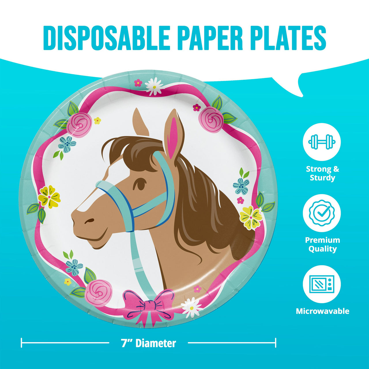 Bulk Horse Charm Luncheon Plates 7" (96 per Case)