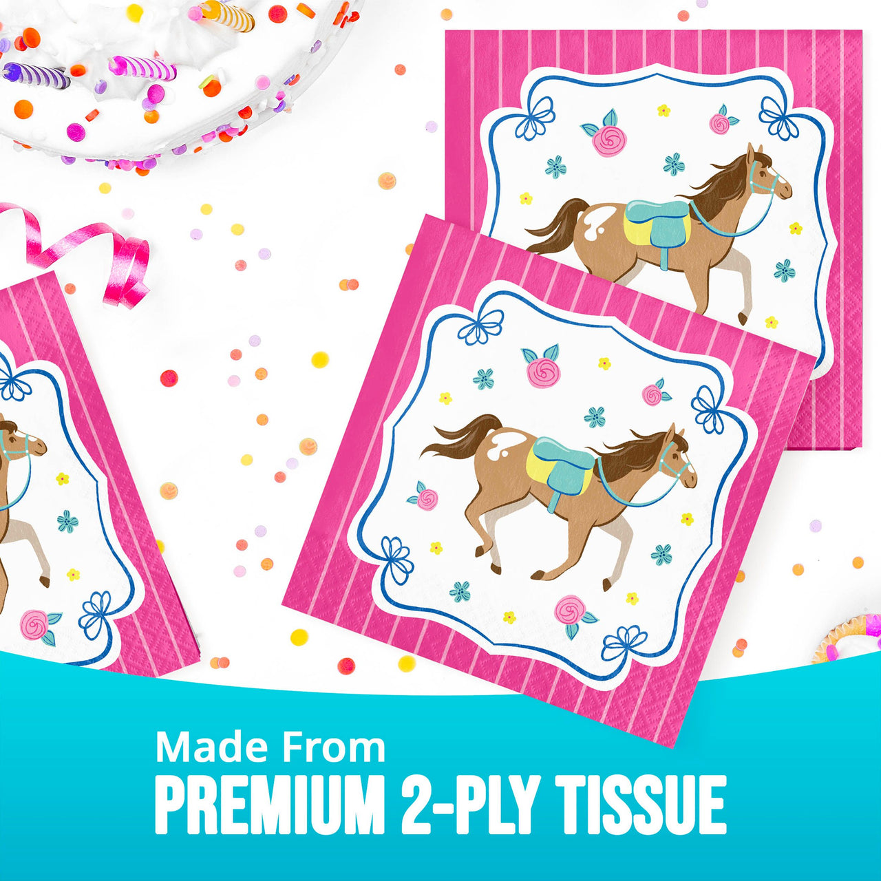 Bulk Horse Charm Luncheon Napkins 6.5" x 6.5" (192 per Case)